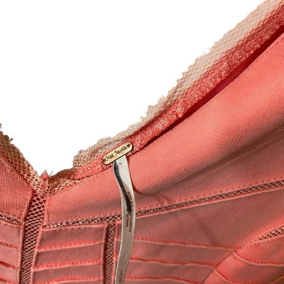 Free People Double V Bodycon Coral Dress Size Large - Picture 10 of 10